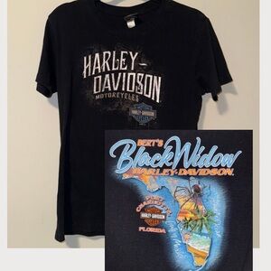 Harley-Davidson Black Widow Florida Double Sided Graphic Tee Women’s L